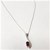 Image 2 : 10K WHITE GOLD GARNET 18"(0.5CT) DIAMOND(0.2CT)  NECKLACE (WEIGHT 1.6G)