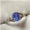 Image 2 : 14K WHITE GOLD TANZANITE(1CT) DIAMOND(0.05CT)  RING (SIZE 7) (WEIGHT 1.77G)