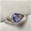 Image 2 : 10K WHITE GOLD SAPPHIRE-CEYLON(0.9CT) DIAMOND(0.04CT)  RING (SIZE 7) (WEIGHT 1.53G)