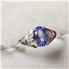 Image 2 : 10K WHITE GOLD TANZANITE(0.8CT) DIAMOND(0.04CT)  RING (SIZE 7) (WEIGHT 1.39G)