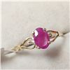 Image 2 : 10K YELLOW GOLD RUBY(0.65CT)  RING (SIZE 5.5) (WEIGHT 1.11G)