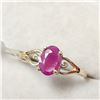 Image 3 : 10K YELLOW GOLD RUBY(0.65CT)  RING (SIZE 5.5) (WEIGHT 1.11G)