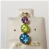 Image 1 : 14K YELLOW GOLD AMETHYST PERIDOT AND BLUE TOPAZ(1.9CT)  PENDANT