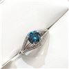 Image 2 : 10K WHITE GOLD BLUE DIAMOND(1.01CT) 26 SIDE DIAMONDS(0.22CT)  RING (SIZE 6) (WEIGHT 4.31G)