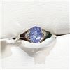 Image 1 : 14K WHITE GOLD NATURAL TANZANITE (1CT) 2 SIDE DIAMONDS(0.05CT)  RING (SIZE 7) (WEIGHT 1.77G)