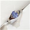 Image 2 : 14K WHITE GOLD NATURAL TANZANITE (1CT) 2 SIDE DIAMONDS(0.05CT)  RING (SIZE 7) (WEIGHT 1.77G)