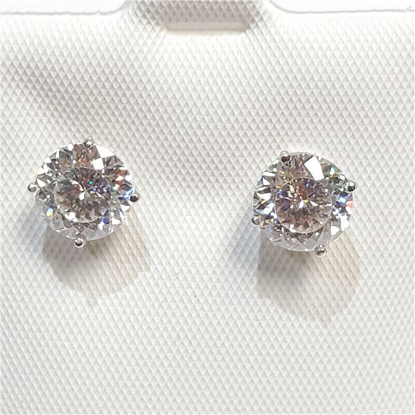 14K WHITE GOLD MOISSANITE (2.4CT)  EARRINGS (WEIGHT 1.22G)