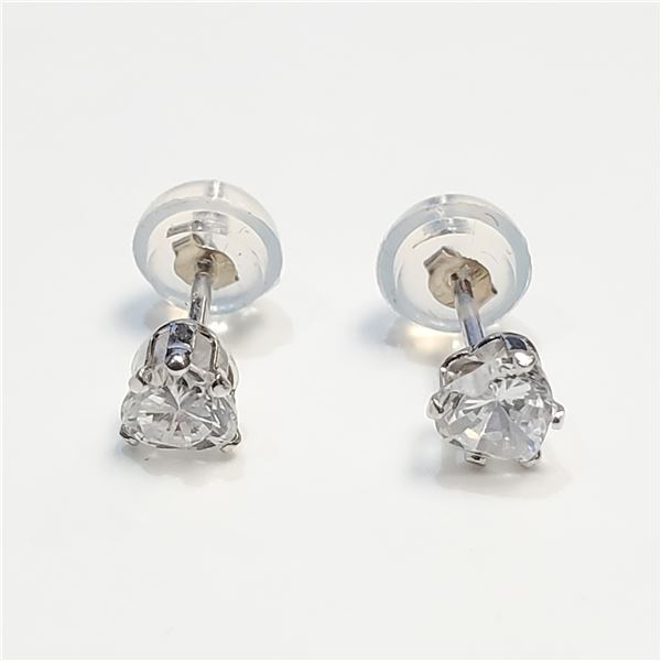 14K WHITE GOLD CUBIC ZIRCONIA  EARRINGS