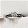 Image 1 : 14K WHITE GOLD DIAMOND (1CT) NATURAL BLUE SAPPHIRES (0.5CT) RING (SIZE 6) (WEIGHT 1.77G)