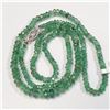 Image 2 : 10K WHITE GOLD 209 EMERALDS (45CT) WITH A FILIGREE FISH HOOK CLASP NECKLACE (LENGTH 16INCHES) (WE...