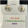 Image 2 : 14K WHITE GOLD DIAMOND (0.34CT)  EARRINGS (WEIGHT 0.51G)