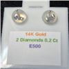 Image 3 : 14K WHITE GOLD DIAMOND (0.2CT)  EARRINGS (WEIGHT 0.41G)