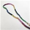 Image 2 : 14K YELLOW "GOLD FILLED" NATURAL RUBY EMERALD AND SAPPHIRE 16"(36CT)  NECKLACE (WEIGHT 7.45G)