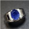 Image 2 : SILVER SAPPHIRE(3CT) CUBIC ZIRCONIA(0.24CT)  RING SIZE 10