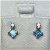 Image 1 : 10K YELLOW GOLD BLUE TOPAZ(0.44CT) DIAMOND(0.06CT)  EARRINGS