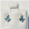 Image 1 : 10K YELLOW GOLD BLUE TOPAZ(0.44CT) DIAMOND(0.06CT)  EARRINGS