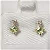 Image 1 : 10K YELLOW GOLD PERIDOT(0.4CT) DIAMOND(0.06CT)  EARRINGS