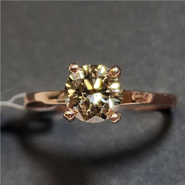 10K ROSE GOLD DIAMOND (1.05CT-FANCY LIGHT BROWN)  RING (~SIZE 6) (~WEIGHT 2.07G)