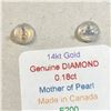 Image 2 : 14K YELLOW GOLD DIAMOND 2IN1 WITH MOTHER OF PEARL (0.18CT)  EARRINGS