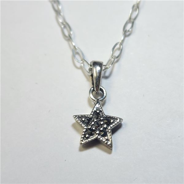 SILVER STAR MARCASITE 16  LINK CHAIN MADE IN THAILAND NECKLACE