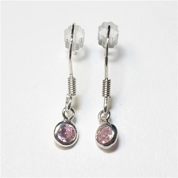 SILVER PINK CZ EARRINGS