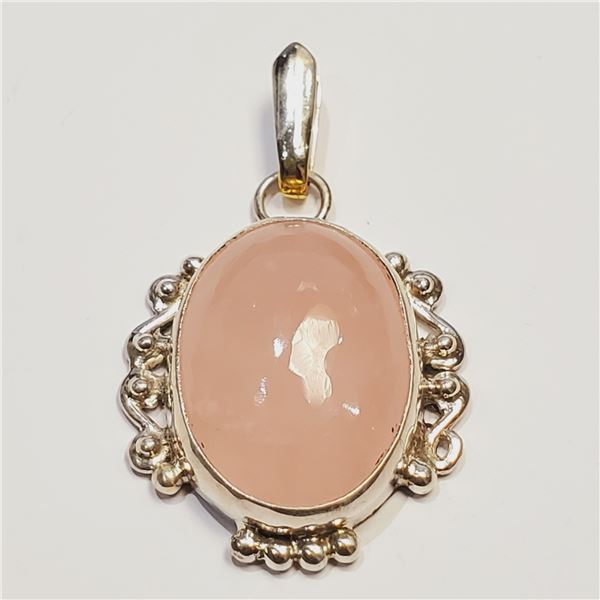 SILVER ROSE QUARTZ  PENDANT (~WEIGHT 12.68G)