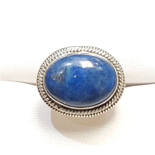 SILVER LAPIS LAZULI  RING (~SIZE 7.5) (~WEIGHT 9.27G)