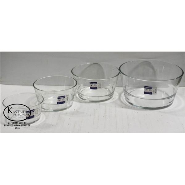 SET OF 4 ARCOROC UNISSON STACKABLE GLASS BOWLS