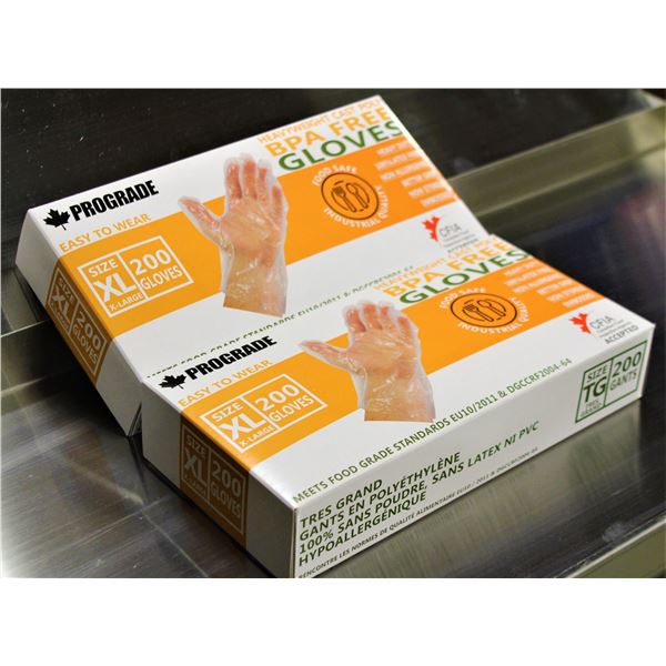 2 SEALED BOXES OF PROGRADE FOOD SAFE POLY GLOVES