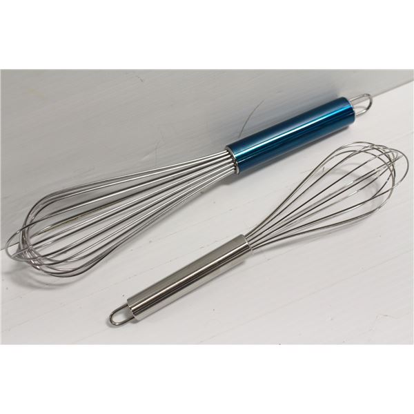 NEW 12" & 10" STAINLESS STEEL WHIPS - BLUE