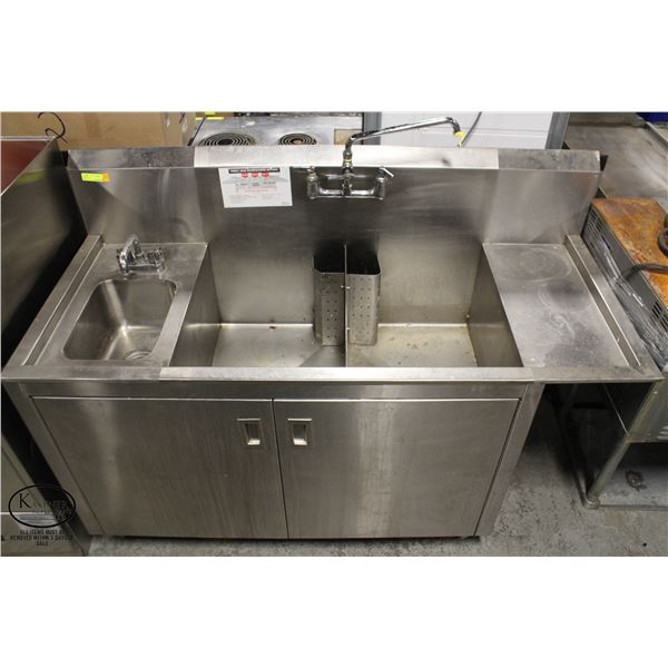 STAINLESS STEEL 2-WELL SINK W/ BUILT-IN HAND SINK,