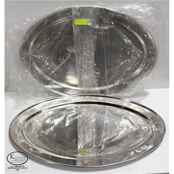 LOT OF 2 NEW 26  STAINLESS STEEL OVAL PLATTERS