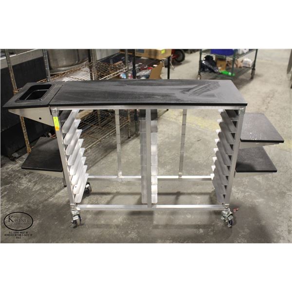 COMMERCIAL FOOD SERVICE CART W/ SHELF EXTENSIONS