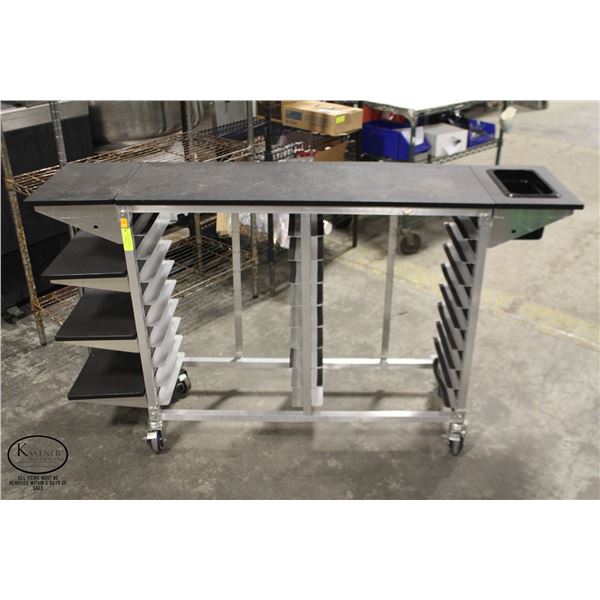 COMMERCIAL FOOD SERVICE CART W/ SHELF EXTENSIONS