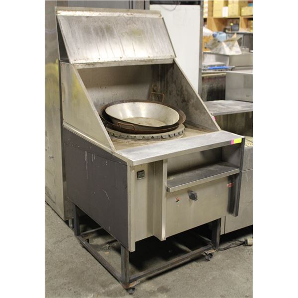 SINGLE WOK WITH COVER ON CASTERS