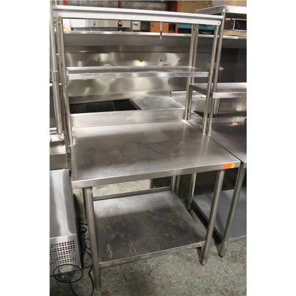 3' STAINLESS STEEL WORKTABLE W/ DOUBLE OVERSHELF