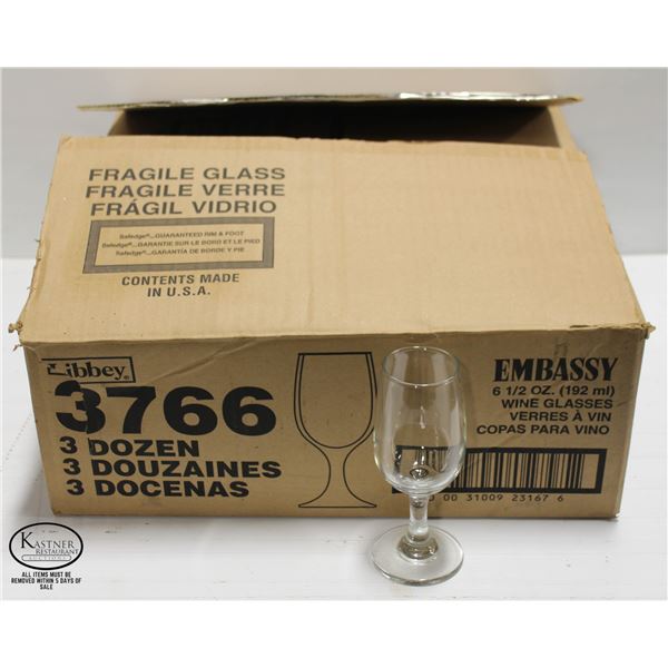 CASE OF 36 LIBBEY 6.5OZ WINE GLASSES