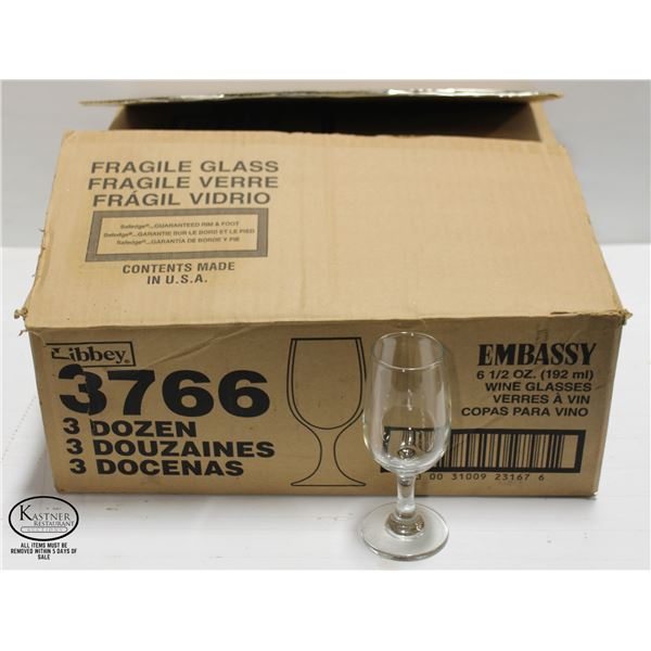 CASE OF 36 LIBBEY 6.5OZ WINE GLASSES