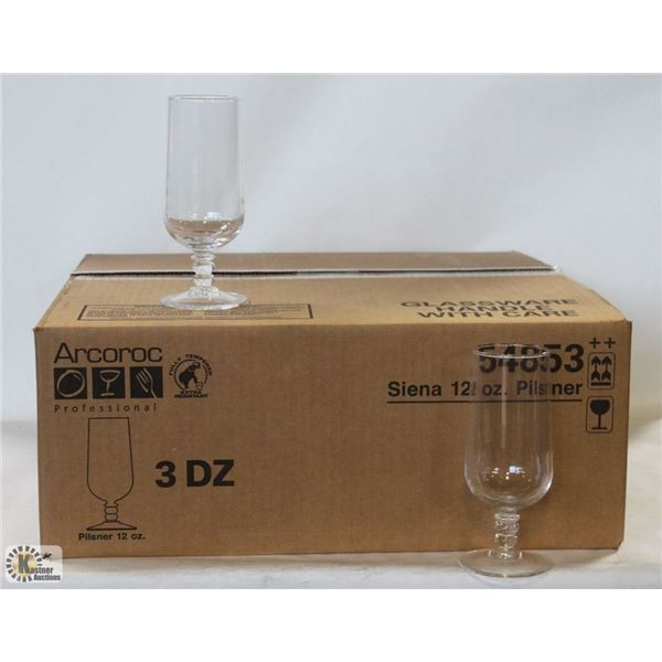 CASE OF 36 NEW ARCOROC PRO SIENNA PILSNER GLASSES