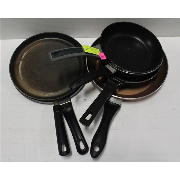 LOT OF ASSORTED FRYING PANS - SIX