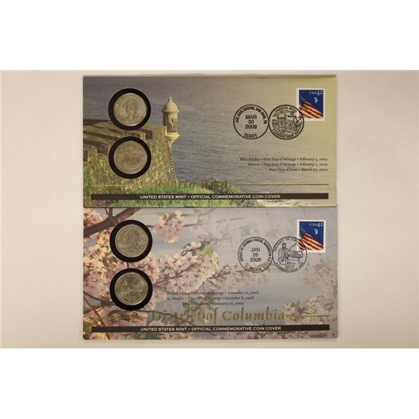 2-1ST DAY COVER BRILLIANT UNC QUARTER SETS: 2009