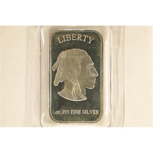 1 TROY OZ .999 FINE SILVER PF INGOT INDIAN /