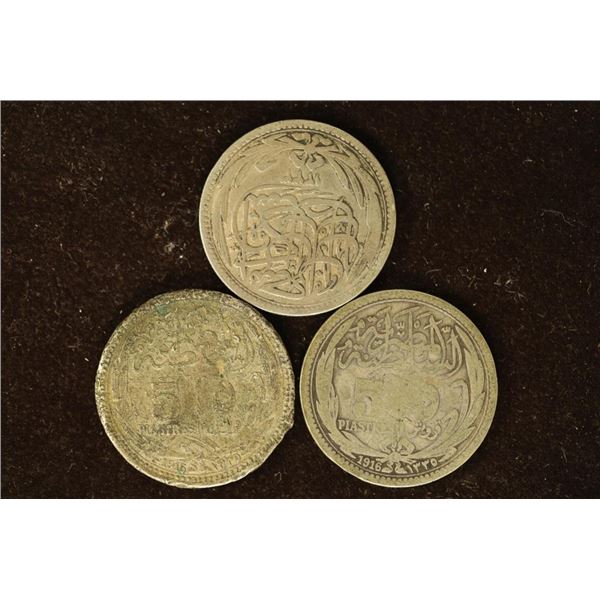 3-1916 EGYPT SILVER 5 PIASTRES .1875 OZ. ASW EACH