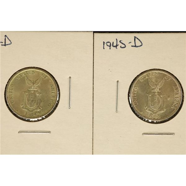 1944-D & 1945-D US/PHILIPPINES 20 CENTAVOS UNC'S