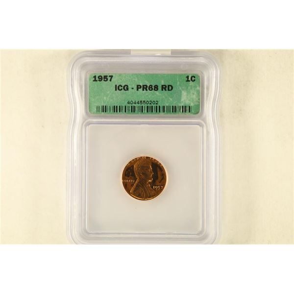 1957 LINCOLN CENT ICG PR68 RD (RED)