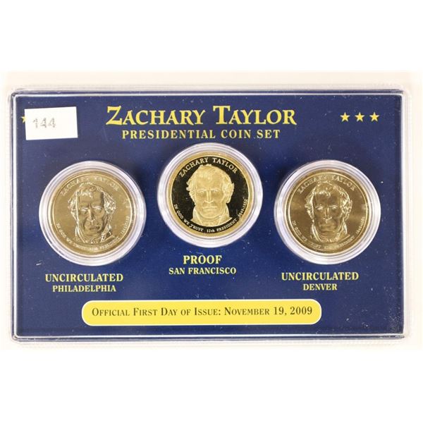 2009 PRESIDENTIAL 3 COIN SET, ZACHARY TAYLOR P/D/S