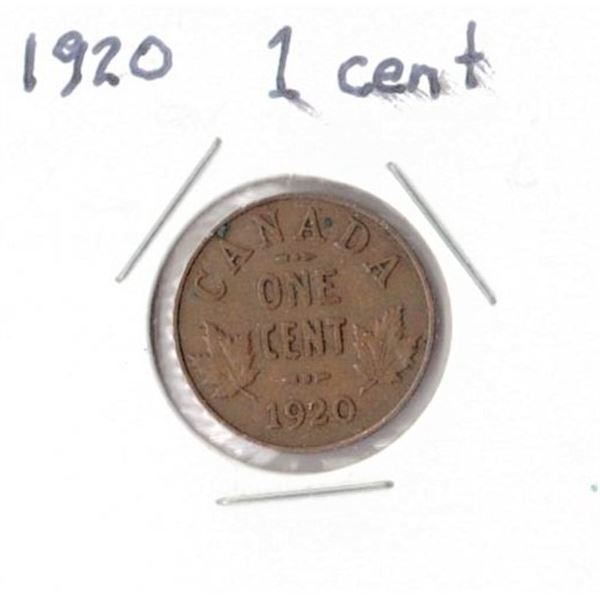 1920 Canadian One cent, Small Penny, First Year of small penny