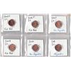 Image 1 : SIX One Cent Coins, 2005, 2006, 2007, 2009, 2010 and 2012