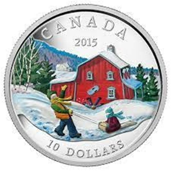 2015 TEN DOLLAR FineSilver Coin, Winter Scene