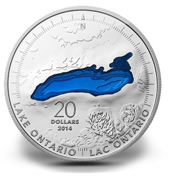 2014 TWENTY DOLLAR Fine silver coin, Lake Ontario